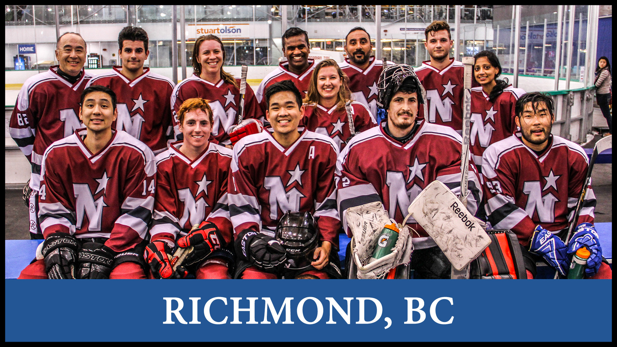 Hockey in Richmon, Greater Vancouver, League team and player registration, stats, schedules. For men and women to play hockey in a fun and safe environment.
